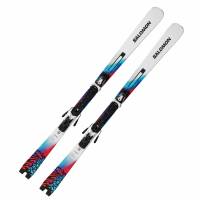 Гірські лижі із кріпленнями Salomon E ADDIKT White/Neon Blue/Red